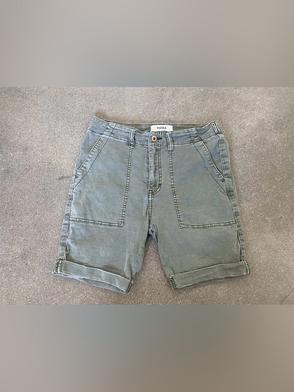 pistola Sage Green Utility Patch Pocket Shorts